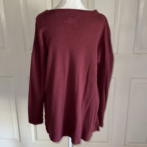Pact Burgundy Organic Cotton High-Low Split Hem Sweatshirt - Picture 3 of 9